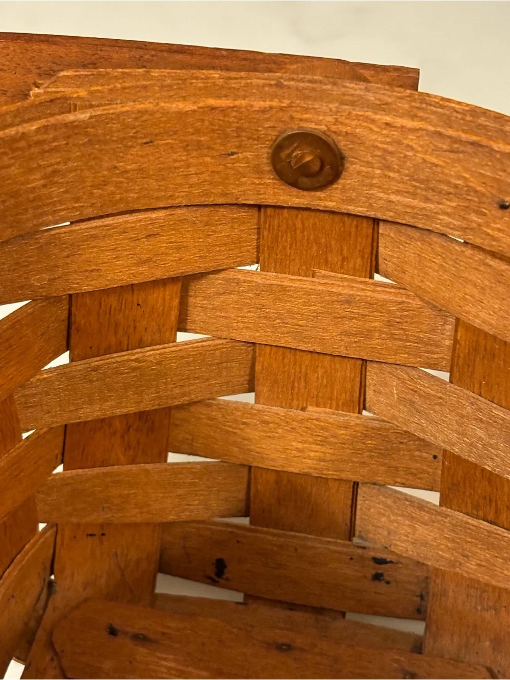 Small Longaberger Woven Wood Basket with Handle, c. 1989